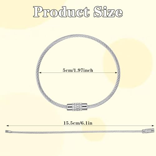25 stuks draad sleutelhangers, 15cm kabelsleutelhanger, Sleutel Ringen roestvrij staal Sleutelring Grote sleutelhanger metalen ring voor wandelen zwaar verbonden bagage label wandelen Bagage Tag 3