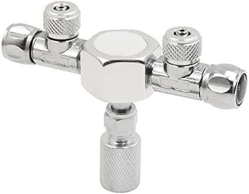Silver Tone Metal 2 Way Splitter Regelventiel voor Aquarium Plant CO2 Tank 4