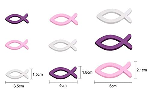 100 st Houten Vis Decoratie Bevestiging Vis Decoratie Hout Vis Sprinkle Decoratie Jongen Meisje Doop Tafel Decoratie voor DIY Knutselen Kerstmis Verjaardag Communie Decoreren, 4cm x 1,8cm 4