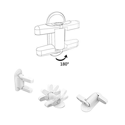 2 st Kinderveilige deur handvat slot rotatie ontwerp handvat slot sterke lijm baby veiligheid slot deur handvat, geen boor, geen schroef, wit 5