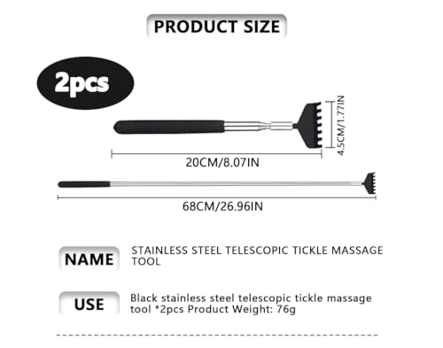 2 stuks Scratcher Handen met telescopisch roestvrij staal terug Scratcher voor volwassenen Mannen Vrouwen - Draagbaar en uitschuifbaar (20cm tot 68cm)