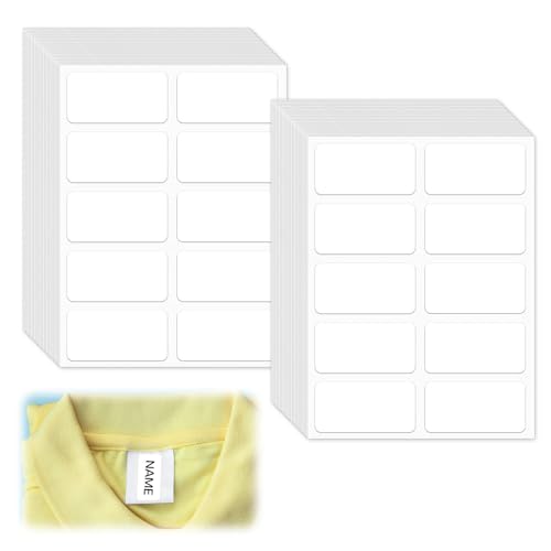 Verpakking van 50 Zelf-Adhesive Textieletiketten, Naamstickers, Kleding, Waslabels, Zelf-Adhesive voor Strijken, 15 x 30 mm, Naamlabels, Zelf-Adhesive Naam Tags, Waterdichte Labels voor Kleding