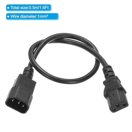 Power Cord AC 3 Pin Plug C14 naar Bus C13 1mm2 0.5m 1.6 Foot 250V 10A PDU Extension Kabel voor Laptop Electronics TV Computer Printer Radio Monitor