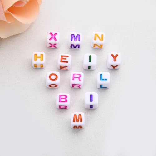 Acryl brief kralen 400 st 8mm witte kralen zwarte letters alfabet kralen A tot Z kubus voor DIY het maken van armbanden ketting sieraden 4