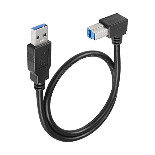 USB 3.0 Printerkabel, 90 graden, USB 3.0 Type A Plug naar Type B Plug, High Speed Printer Kabel voor Harde Schijf, Printer, Scanner, USB Hub, Monitor en meer (Links)