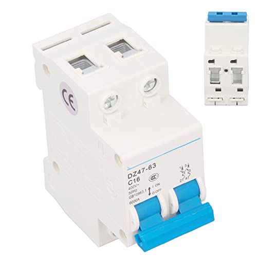 16A Miniature Circuit Breaker DZ47-63 Module 2P Circuit Breaker Resterende stroomonderbreker DIN Spoor montage 400V C16 voor thuis