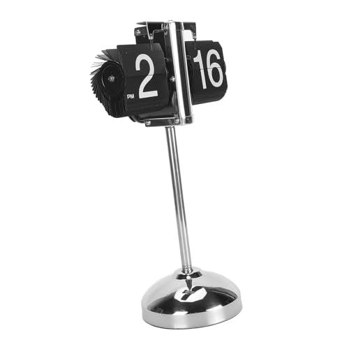 Digital Flip Horloge, Roestvrij staal, Pull-Out Pull Bar, Automatische digitale omkeerbare beweging, roestvrij staal, 304 Telescopische Rod voor woonkamer, Kantoor (zwart) 3