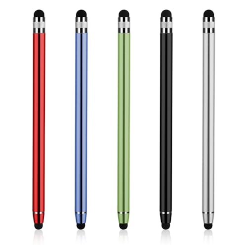 Set van 5 Double Touch Screen Stylus Pennen, Hoge gevoeligheid Siliconen Stylus Tekenen Stylus Pennen Compatibel voor Smartphones en Tablets Alle Universal Touch Screen Devices