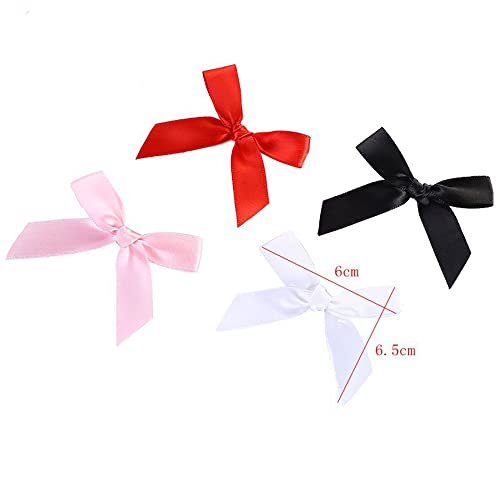 Satin Ribbons 100 stuks 6 x 6,5 cm Decoratieve Bows Cadeaubogen voor DIY Crafts Bruiloft Kerst Valentijnsdag Decoratie Kaart maken decoratie Beige 5