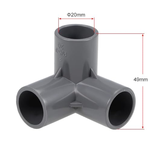 2st 20mm 3 Way Elbow PVC Pipe Fittings, T-slip Hoek Connector Fittings, Elbow Joint Plastic rechterhoek voor besproeiing PVC Tube, Grey