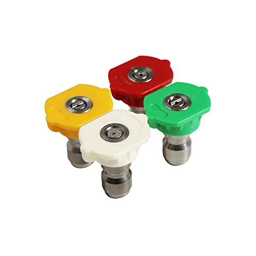 Hogedruksproeier Spray Nozzle Tips Meerdere graden, 4PCS 1/4" Quick Connector Multiple Degree Connection Ontwerp voor Power Washing Driveway Pad en Auto