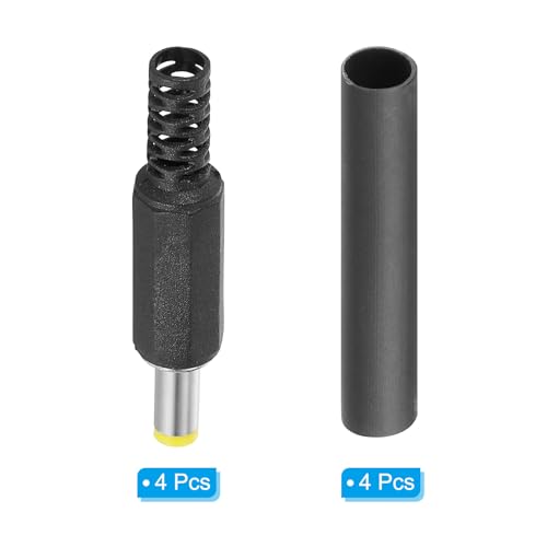 4,8 x 1,7 mm gelijkstroom Man Plug voeding eindigt, 4-Pack DIY DC Barrel Connector Vervanging met Heat Shrink Tube, Geel 3
