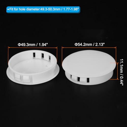 50mm Plastic Hole Plugs, 6 stuks Flush Mount Type Ronde Gat Plugs Hoes Klik Hole Tube voor tafel Keuken Kast Meubilair, Wit