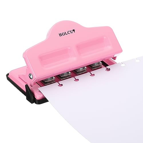4 Paddestoel Papier Hol Punches Draagbare 5 vellen Capaciteit voor A7/A6/A5/A4/A3 Planner Album Notebook Roze