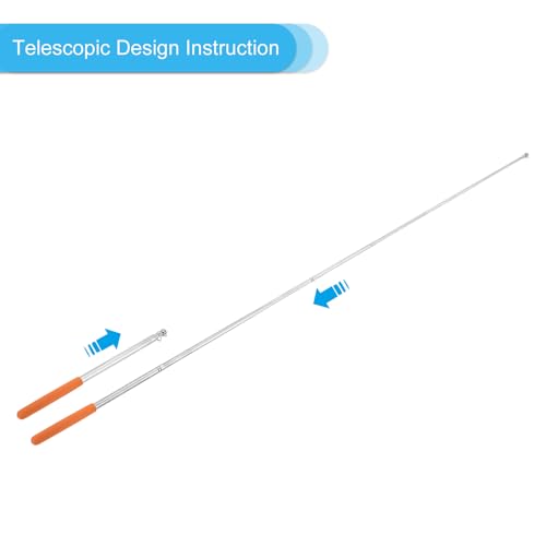 1.6M/5.2Feet Telescopische handheld vlaggenstokken, 4Sc Intrekbare leraren Pointer Stick Banner vlag Pool voor gids Onderwijs Oranje 3