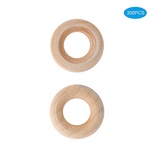 Houten ringen - 200 stuks 20mm voor ambachten, glad onafgewerkte cirkels, Solid voor DIY Craft hanger connectoren sieraden M 4