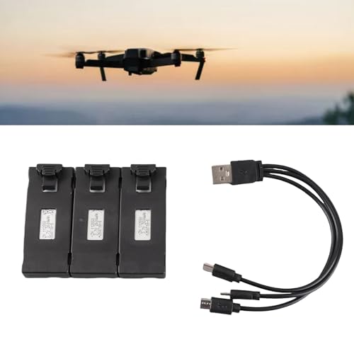 Drohne AKU RC Drone 3pcs RCcraft Lithiumtery Kit Light Charging Kabelset voor E88 E88Pro LS E525 E525Pro 2X 1800mAh 20Min Drohnen AKU (2600mAh)