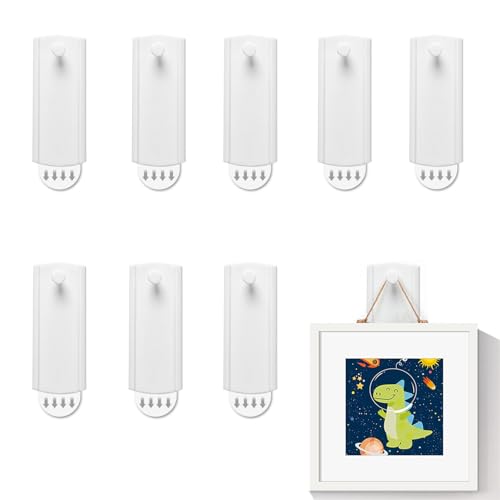Kleefhaken voor foto's, 8 stuks, Witte haken voor fotolijst, Geen boren, Fotolijst, Kleefhaken, Tackless Photo Hooks, Kleefhaken Foto, voor slaapkamer, woonkamer