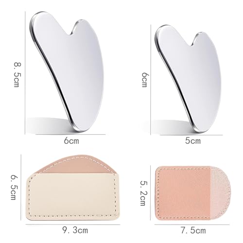 Guasha Gua Sha Tool Set van 2 roestvrij staal Guasha voor gezicht upgrade metaal Gua Sha Slanker gezicht Jaw Line Sculptor Gua Sha Massage Tools voor gezicht ogen