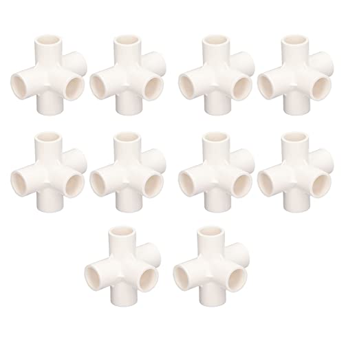 Meubilair Elbow Fitting, 10Stuks 5 Way Side Fittings PVC Pijp passen 20mm 5 manier rechts hoek 3 dimensie Elleboogbuisconnector (wit) 5