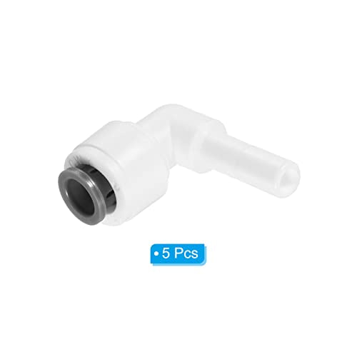 1/4" Hookah Stam Elbow Connector, 5 Pack 90 Degree Push om te verbinden Waterlijn Fitting voor RO Water System, wit 3
