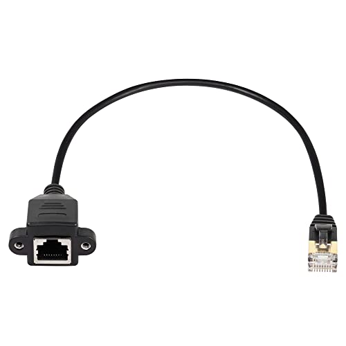 Cat8 RJ45 Ethernet Cable, Cat8 Network Cable, High Speed, Plug to Female Connector, SFTP Patch Cord, 40 Gbit/s, 2000 MHz, voor Router, Modem Server met Schroeven (0.3 m)