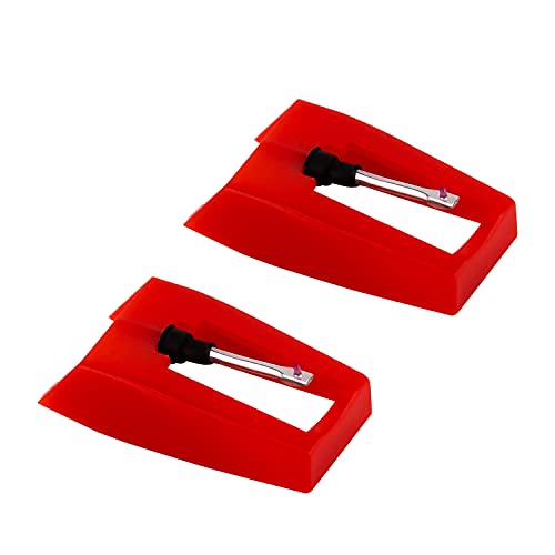 2 stuks draaitafel Naald Turntable Naalden Recordspeler Stylus Vervanging Sapphire Diamond Platinum Vinyl voor Record Player Vinyl (Red)