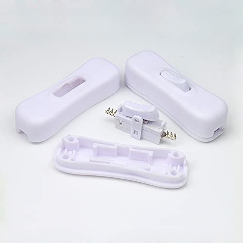 Isolatielichtschakelaar, Inline Lichtschakelaar, 250 V, 2 A, Passschakelaar, Schakelschakelaar, Aan/uitschakelaar voor kleine apparaten of lampen, Pakket van 2 3