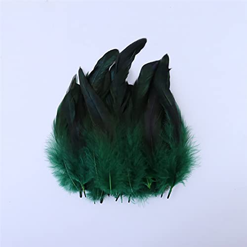 Pack of 100 Craft Feathers, Dark Green Faucet Feathers, 14-20 cm, DIY Craft Feathers for Craft Projecten, Dream Catcher, DIY Oorbellen, Carnaval Kostuums, Partij, Hoeden, Maskers, Juwelen, Paaseieren Decoratie, Pheasan Feathers