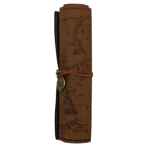 Zee Creative Treasure Map Retro Canvas leer grote capaciteit opgerolde potlood geval leuke eenvoudige schrijfbus Rolled Potlood geval