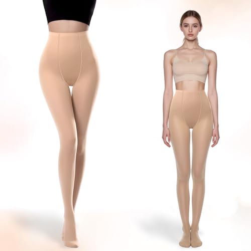 Plus Size Tights voor vrouwen,80 D strompfhosen damen grosse grössen strompfhose große Size,Skin Color Semi Blackdicht Strumpfhosen Oversized Large Bauchweg Strumpfhose Reißfest,Skin Color,One Size, skin 5