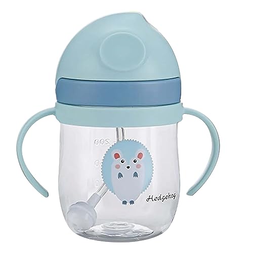 Baby Straw Cup met Gewogen Stro, 250Ml Leakproof Peuter Straw Cup voor thuisreizen, V-Shaped Straw, Fadeless Bowl, Duurzaam (BLUE)