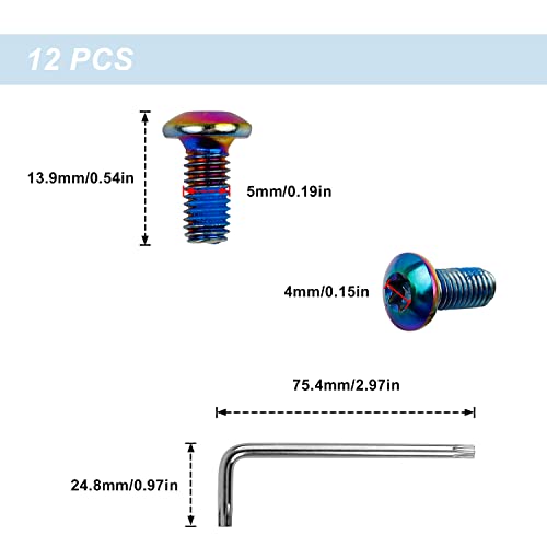 Remschijven Schroeven, Verpakking van 12 fietsschroeven set, M5 × 10 mm, Stoomschroeven met sleutel voor alle soorten fietsen, Mountainbikes