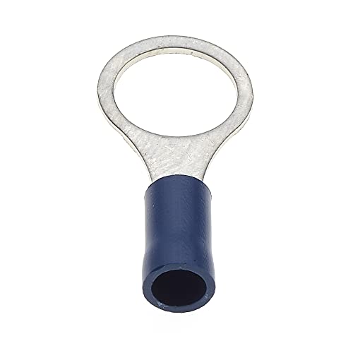 Ring Crimp Terminal - Pack of 100, Blue, 10mm, 30A, 16-14 AWG - Heat Shrink Ring Connectors, Tinned Copper Connectors, isolatie Ring Wire Terminals 3