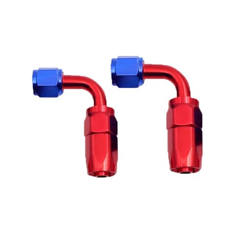 2 Pack 6AN Swivel slang einde passen 90 graden voor gevlochten CPE brandstof slang blauw rood