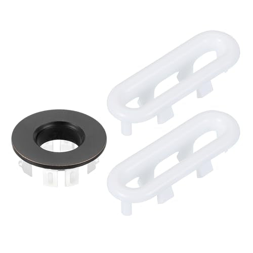 Gootsteen overloop ring, 3 stuks badkamer wastafel overloop afvoer deksel wastafel trim inzetstuk in gat ronde kap voor badkamer keuken gootsteen koper / wit