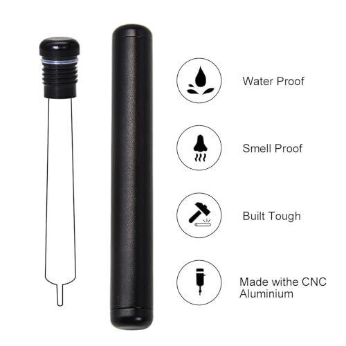 Joint Case, Easy to Store Joint, Aluminium metalen buizen, Pencil Case, Long Large Tube Joint Holder, voor Sigaren en andere tabaksproducten (110 × 14 mm, zwart), Zwart, Modern, Zwart, modern