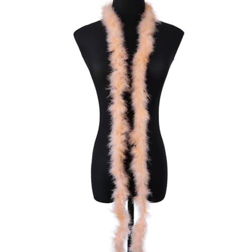 1 x 2 m Boa Turkey Veren Boa Fluffy Plush Feather Boa Feather Stole Feather Sjaal voor kerstboom Bruiloft Ambachten Burlesque Carnaval Party 1920 kostuum decoratie Ca. 10 g Champagne
