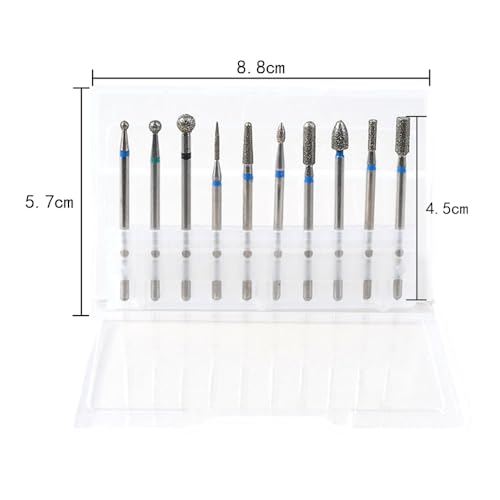 10 st. Nail Drill Bits Set, Cuticle Verwijderaar Boor Bits Electric Nail Drill Bit Kit 3/32" Carbide Nail Drill Bit Professional Drilldiamant Nagelborst Bits Set Manicure Grinding Head Tool