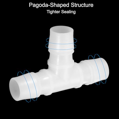 3/4" Plastic Tee Slang Barb Fitting, 10Stuks Gelijke T-vormige 3-Way Joint Splicer Mender Adapter Unie Intersectie Barbed Draad Split voor lucht water brandstof gas vloeistof pijp, Transparant 4