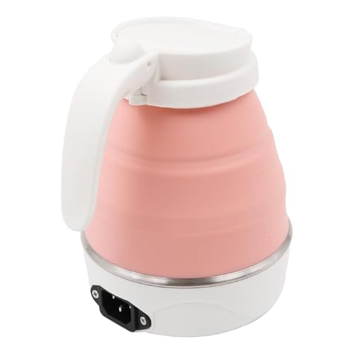 Opvouwbare waterfles, 600 ml, elektrische Mini waterfles Siliconen met roestvrij staal bodem, Portable Travel waterfles voor kamperen, reizen, vakantie (Roze) 4