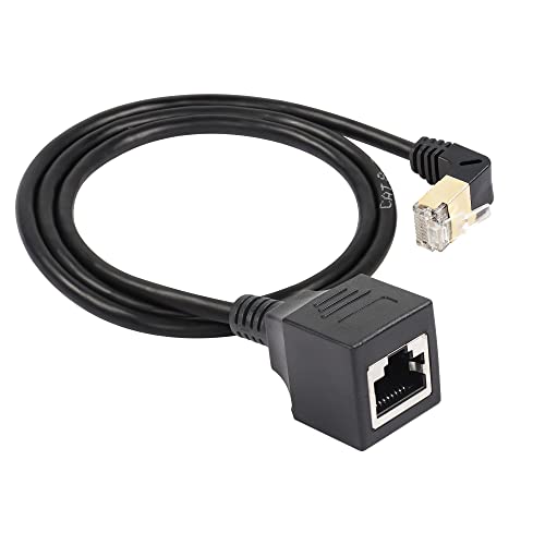 RJ45 Cat8 Ethernetkabel, Cat8 High Speed Plug to Bus, 90 Degree Network Cable, SFTP Patch Cable 40Gbps 2000MHz voor Server Modem Router (Down)