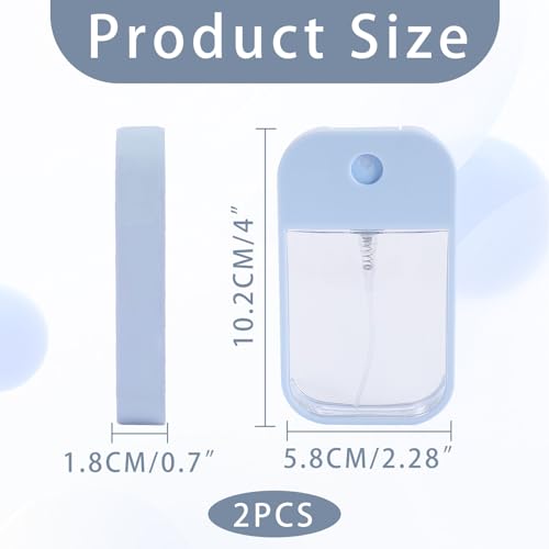 Spray Flessen, Klein, Verpakking van 2, 45 ml, Mini Spray Bottle, Hand Sanitizer Spray voor het oplossen en dragen van parfum, Cosmetics, Body Care, Herbruikbaar, Blauw, Roze