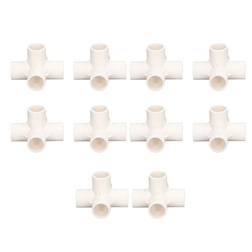 Meubilair Elbow Fitting, 10Stuks 5 Way Side Fittings PVC Pijp passen 20mm 5 manier rechts hoek 3 dimensie Elleboogbuisconnector (wit)