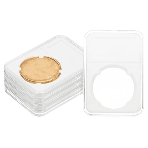 40mm Coin Lab Display Holder, 5 stuks Transparante munt geval, Plastic opslag doos met vier punten voor munten verzamelaar, Organiseer bescherming