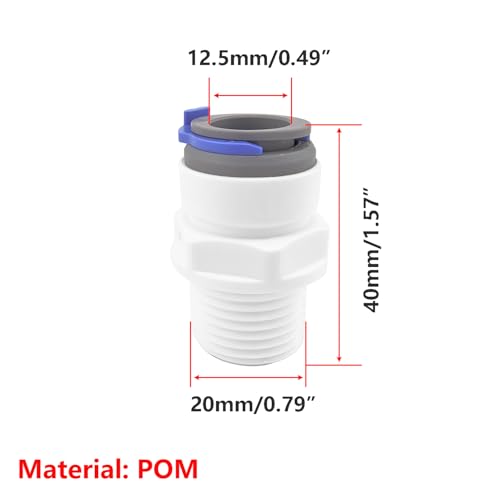 1 sts RO Water Filter Fittings, 1/2" Mannelijke draad tot 1/2" Straight Tube Fitting, Verbindingsadapter voor Water Filter Reverse Osmosis
