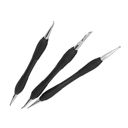3 stuk roestvrij staal leer ambacht Modelleergereedschap, 14,5-15,2cm Metalen snijgereedschap voor lederen texturen, Wax & PMC Clay Sculpting, Professionele Lederbewerking 5