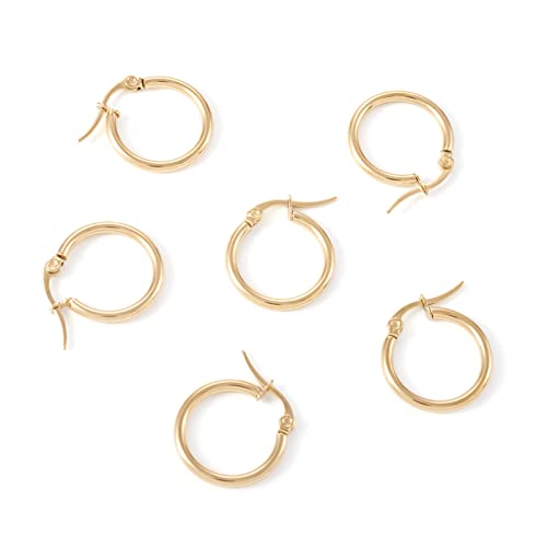 6 Paren Roestvrij staal ronde cirkel Hoop oorbellen 20mm Gouden Kleine Ring Hypoallergeen oorbellen voor vrouwen meisjes
