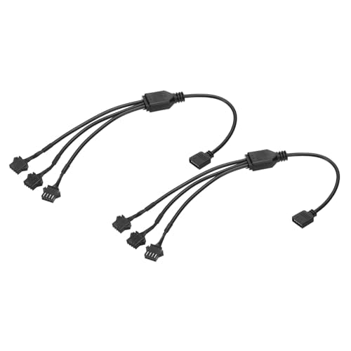 12V 4 Pin Splitter Kabel, 2st PWM Fans, RGB Stroomkabel met 1 tot 3 ARGB SM Vrouwelijke verlengplug voor computerchassis moederbord, zwart