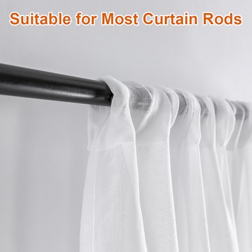 2 Stukken Gordijnen 63.5Bx91.5H(cm) Bistro Gordijn, Witte Kleine Gordijnen, Semi-Transparant Gordijn, Keuken Gordijnen, Kleine Ramen Gordijnen, Voile Gordijnen, voor Keuken Woonkamer Land 4